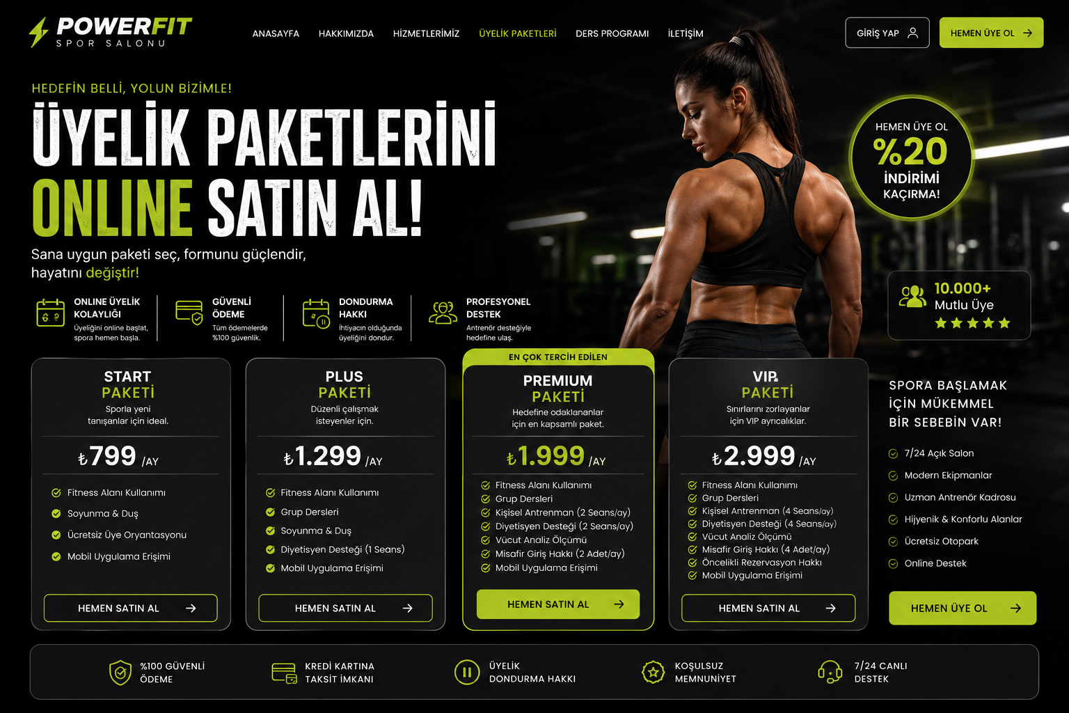 Spor Salonu Web Sitesi: Üyelik Paketlerini Online Satın